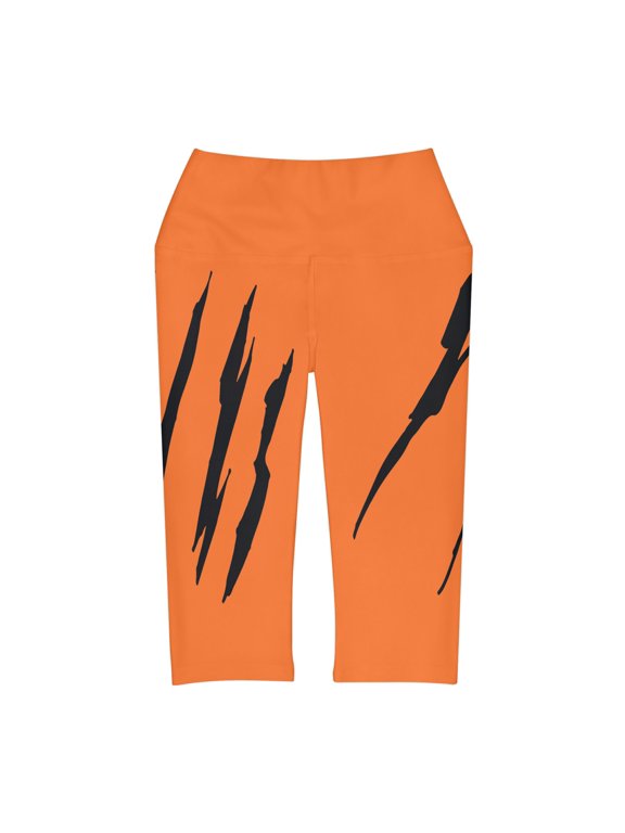 Effete Feline Claw Marks Scratch Yoga Capri Leggings (AOP)