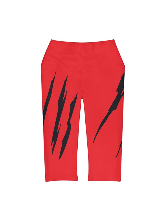 Effete Feline Claw Marks Scratch Yoga Capri Leggings (AOP)