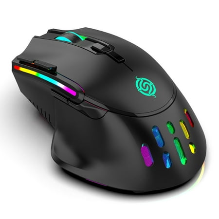 EfficVerwal Gaming Mouse, Wireless,Rgb Bright, Rechargeable,USB Receiver, Black,BM520