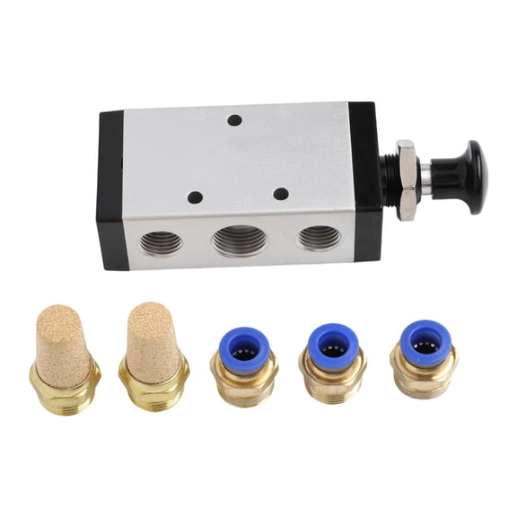 Efficient 4R310 5-Way 2-Position Pneumatic Valve with Manual Actuation and Silencer for Use in Automated Processing Machinery