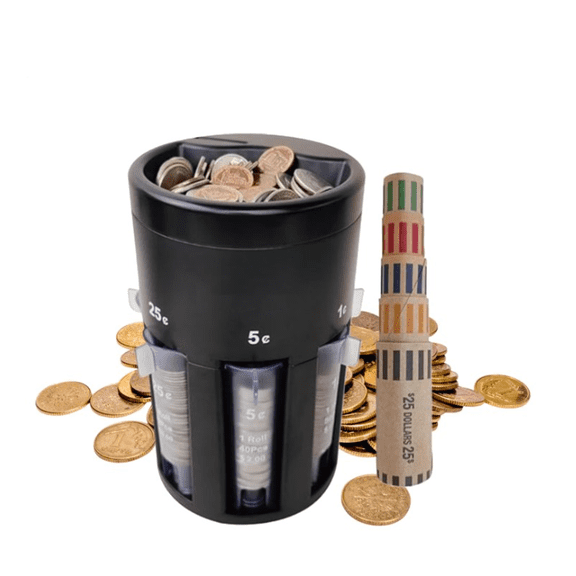 Efficient Automatic Coin Sorter with Wrappers – Digital Coin Counter & Organizer, Portable Money Holder for Pennies, Nickels, Dimes, Quarters – Quick & Easy