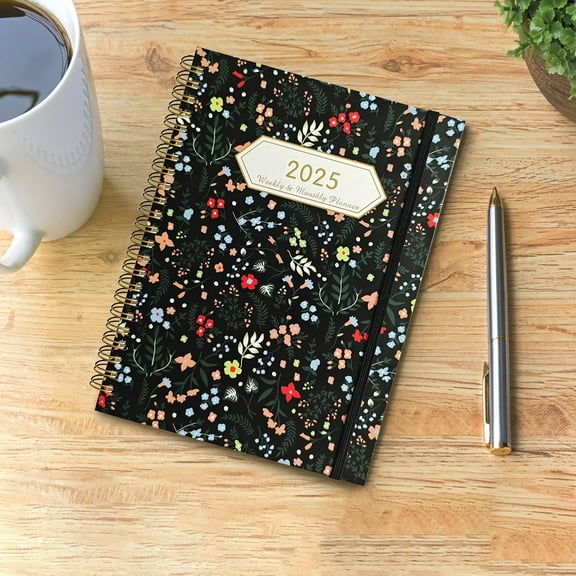Efficient Calendar Management, English Schedule Planner — 2025 Plan Book, Monthly Organizer in Metal Binding Construction for Office Desk