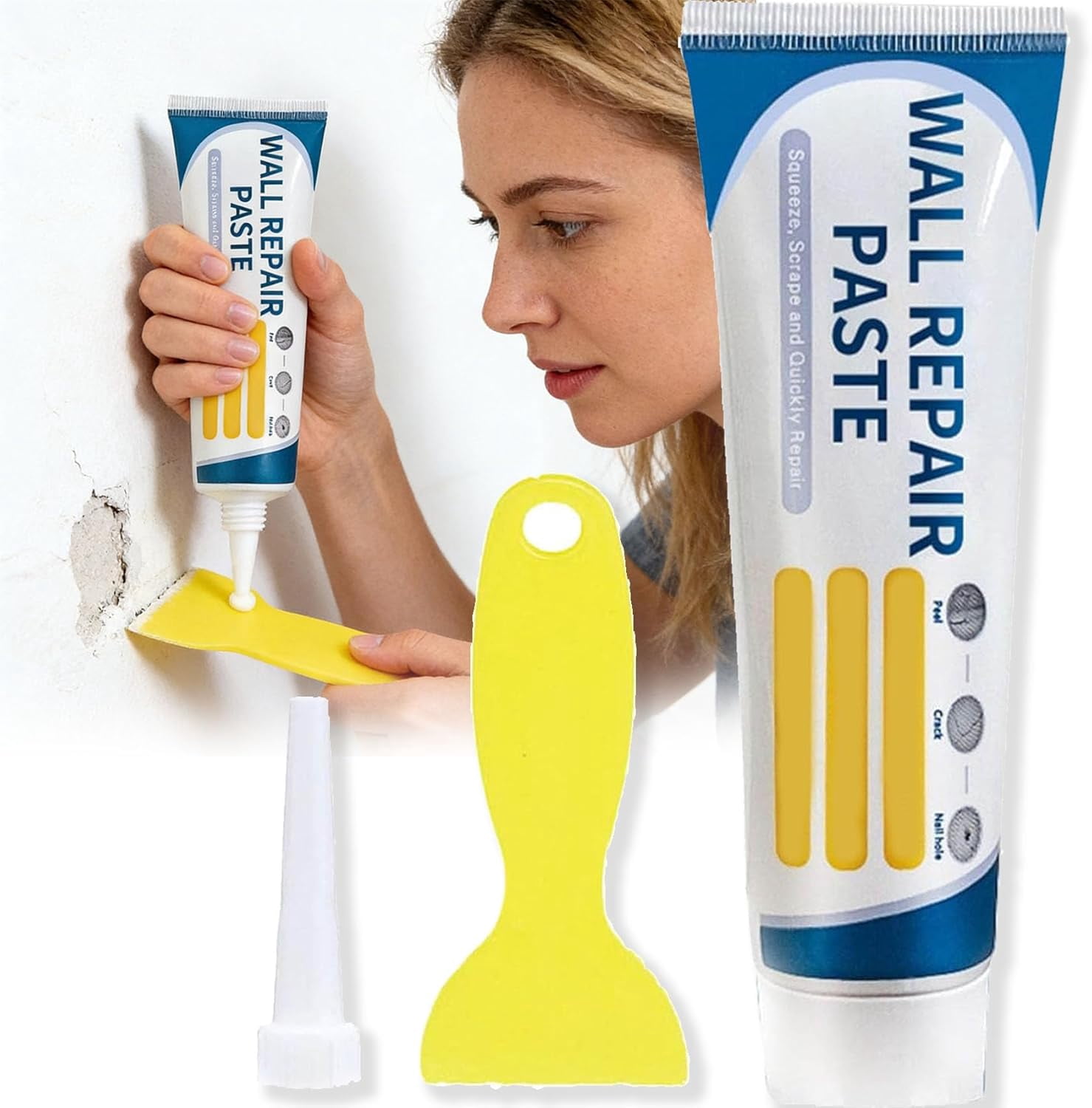 Efficient Drywall Repair Kit with Scraper, 2026 New Wall Mending Agent ...