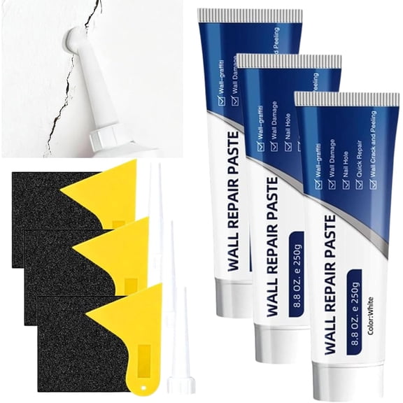 Efficient Drywall Repair Kit with Scraper, 2026 Upgrade Quick Drying Wall Mending Agent for Holes & Cracks, Multi Functional Wall Filler for DIY, Portable Drywall Patch Kit for Home Improvement (3Pcs