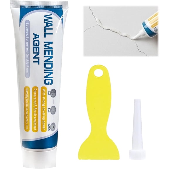 Efficient Drywall Repair Kit with Scraper, Multi-Functional Wall Filler for Holes & Cracks, Quick & Easy Plaster of Paris Paste for Nail Holes, Dents, DIY Home Improvement (2 Pcs)