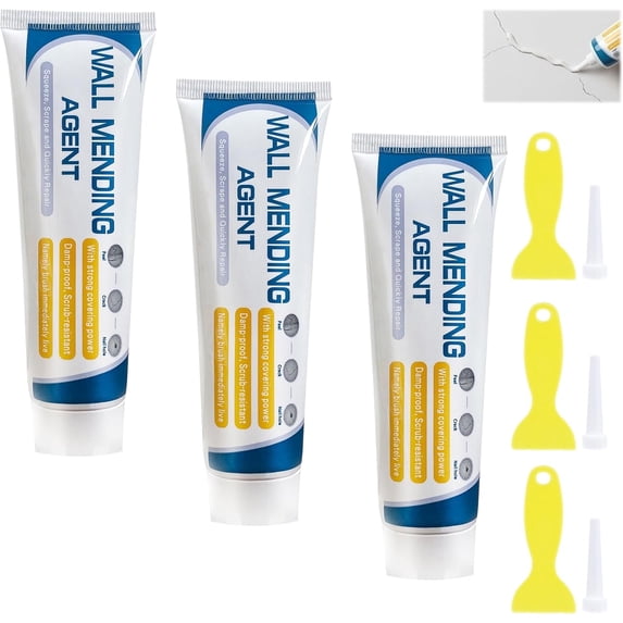 Efficient Drywall Repair Kit with Scraper, Multi-Functional Wall Filler for Holes & Cracks, Quick & Easy Plaster of Paris Paste for Nail Holes, Dents, DIY Home Improvement (2 Pcs)
