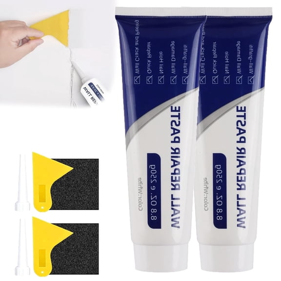 Efficient Drywall Repair Kit with Scraper – Quick Drying Wall Mending Agent for Holes, Cracks, Nail Holes, Dents & Small Damage, Multi-Functional Patch Paste(RL 2 Set)