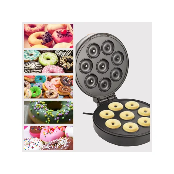Efficient Eight-Hole Donut and Sandwich Maker for Quick Breakfast Preparation and Home Baking Convenience