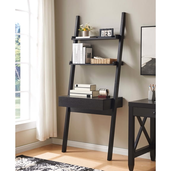 Efficient Home Office Setup - Desk with Shelves and Drawer for Easy Storage