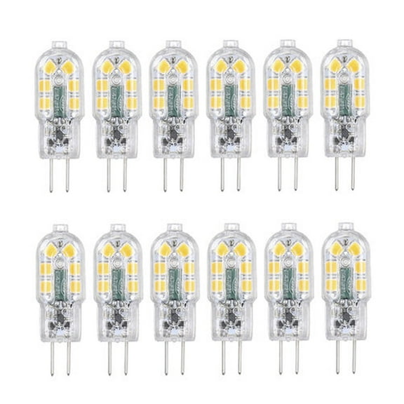 Efficient LED Bulb, 12V 3W G4 Bi-Pin Base Bulb, Non-Dimmable Daylight White, 85% Energy Saving, for Landscape Lawn Under Cabinet Counter Recessed Lighting, Pack of 12