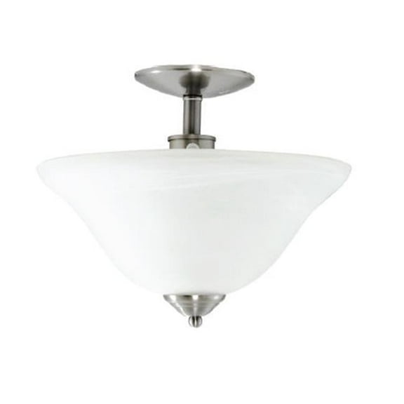 Efficient Lighting EL-830-209E26LED Contemporary Semi Flush Ceiling Light  Brushed Nickel Finish with Alabaster Glass  Energy Star Qualified