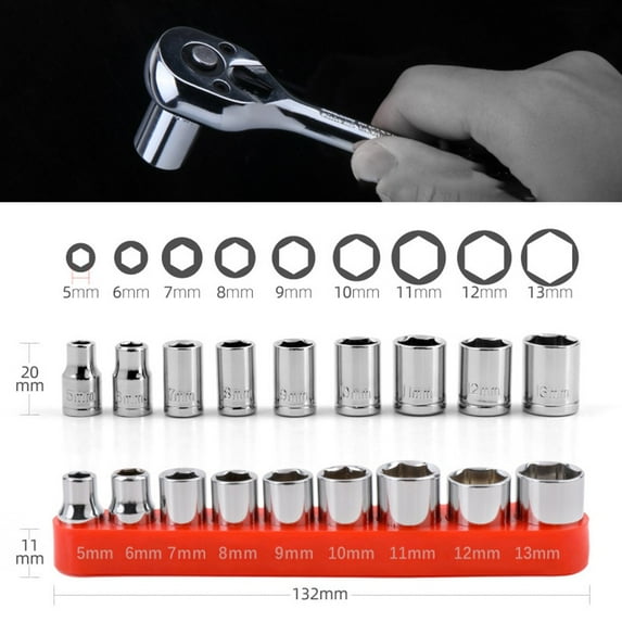 Efficient Nut Removal Tool 9pcs Metric Socket Wrench Set for Quick Repairs