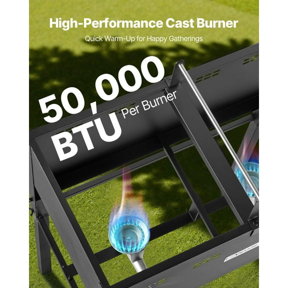 Efficient Outdoor Commercial Deep Fryer: Free Standing Two-Tank 16QT Propane Cooker for Fast Frying