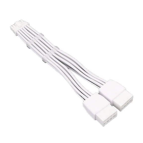 Efficient PCIe5.0 16Pin (12+4) Male to PCIE 2x8Pin Female Sleeved Extend Graphics Card Cable for Streamlined Setups