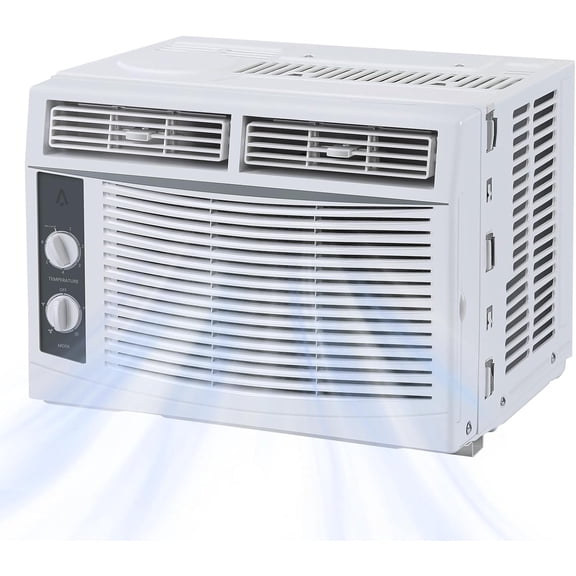 Efficient & Quiet Window Air Conditioner, 5000 BTU AC Unit for Rooms up to 150 Sq.Ft, Easy Manual Controls, Washable Filter, Simple Installation