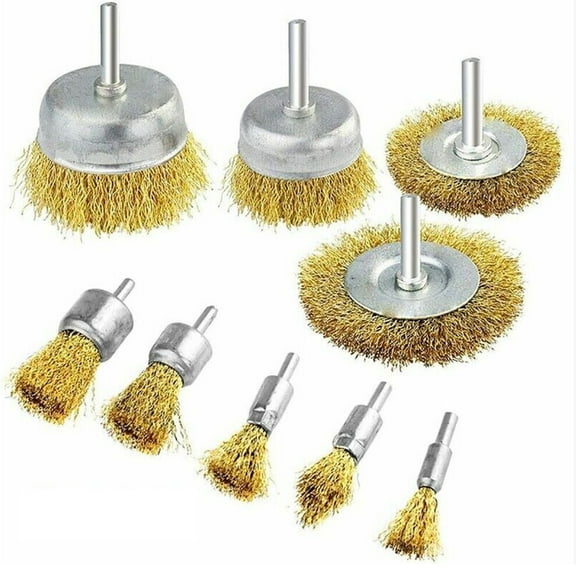 Efficient Rust Paint Removal Toolset, Brass Wire Wheel Brush With Environmental Anti-Rust Treatment For Sturdy And Durable Cleaning On Large Surfaces, Air Tools Compatible