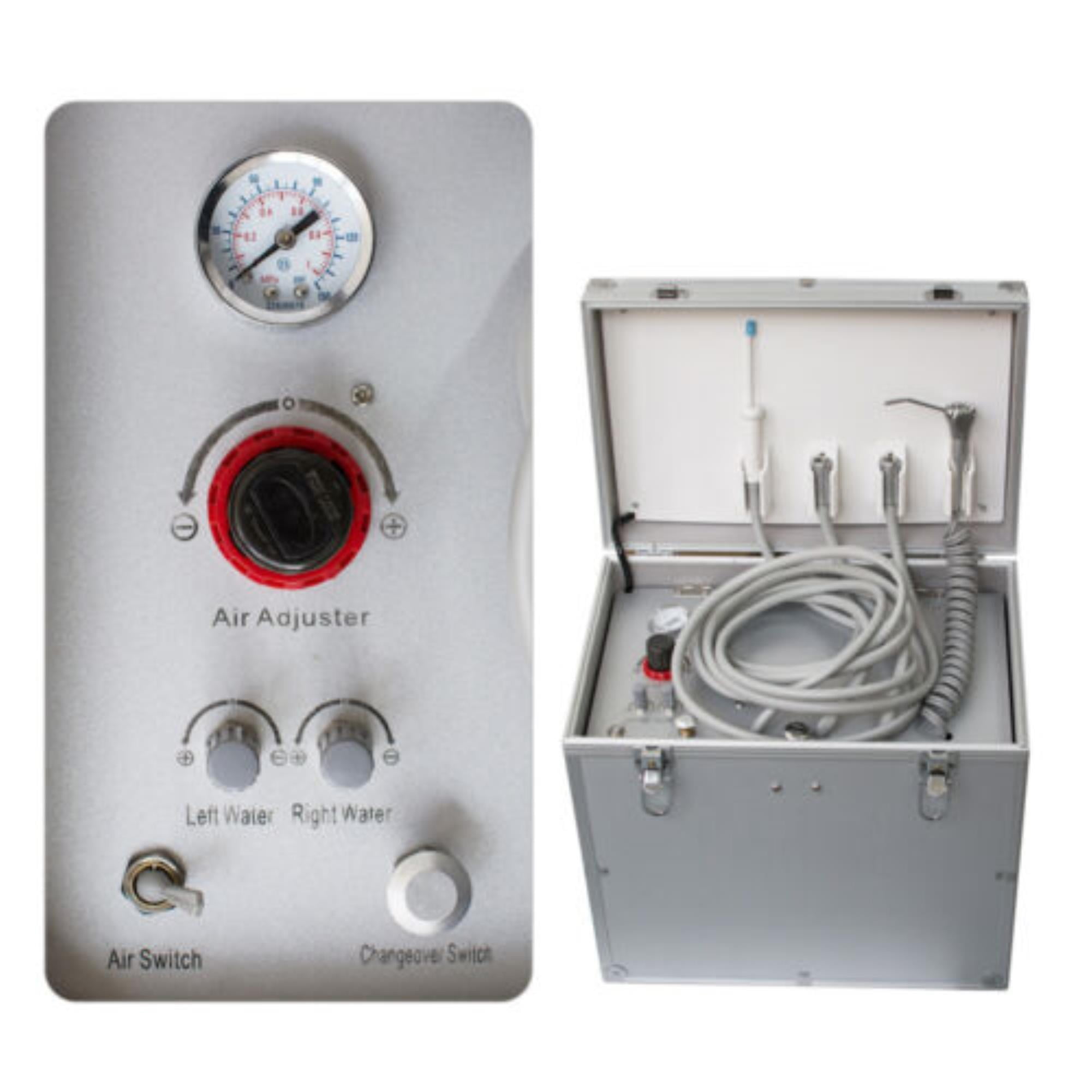 Efficient and Portable Dental Care System with Air Compressor, Turbine, Suction, and 4 Hole  in a Convenient Carry Case