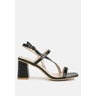 Effieo Croc Texture Block Heel Sandals