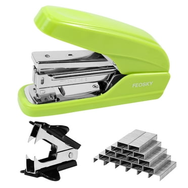 Effort Saving Desktop Stapler, One Touch Stapling, Easy to Load Ergonomic Stapler; Includes 1000 Staples and Staple Remover, 20 Sheet Capacity (green)
