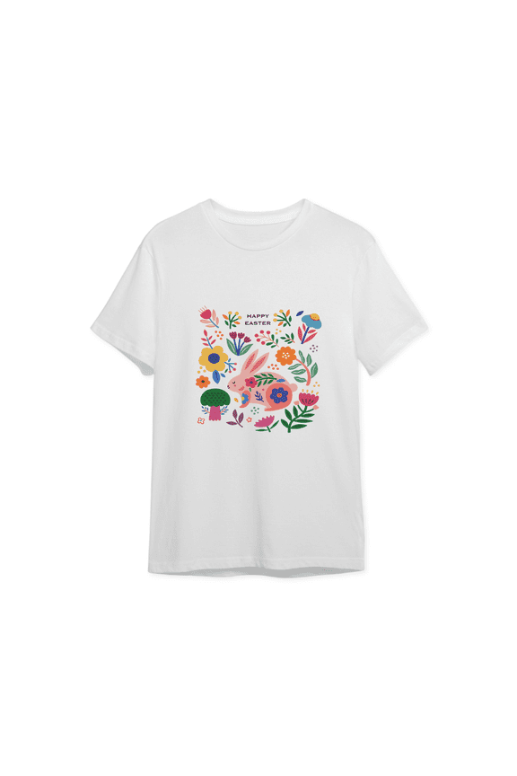 Effortless Chic: Crisp White Top CUTE rabbit painting