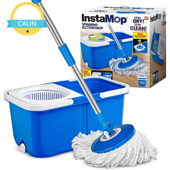 Effortless Cleaning Solutions: Insta Mop Spin Mop & Bucket Set - Microfiber Head, Washer Machine Safe