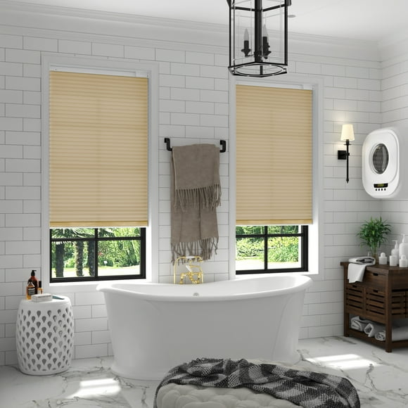 Effortless Daylight Management: Solar Powered Motorized Cellular Shades for Your Windows Beige 34 x 72