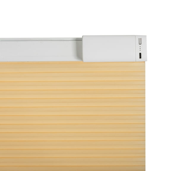 Effortless Daylight Management: Solar Powered Motorized Cellular Shades for Your Windows Beige 35 x 72