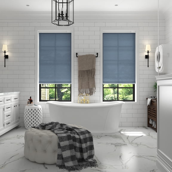 Effortless Daylight Management: Solar Powered Motorized Cellular Shades for Your Windows Blue 35 x 72