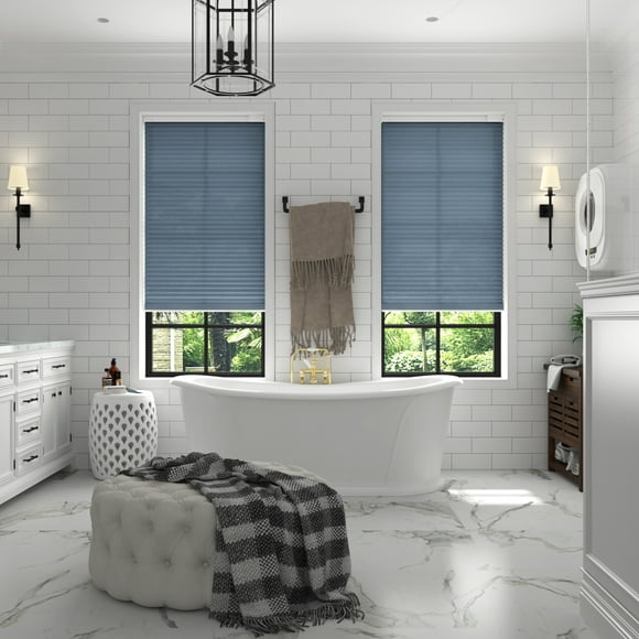 Effortless Daylight Management: Solar Powered Motorized Cellular Shades for Your Windows Blue 35 x 72