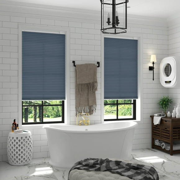 Effortless Daylight Management: Solar Powered Motorized Cellular Shades for Your Windows Blue 39 x 72