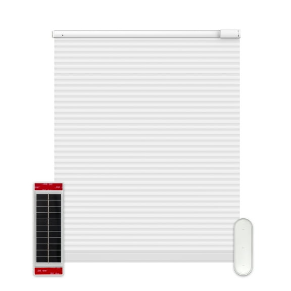 Effortless Daylight Management: Solar Powered Motorized Cellular Shades for Your Windows White 34 x 72