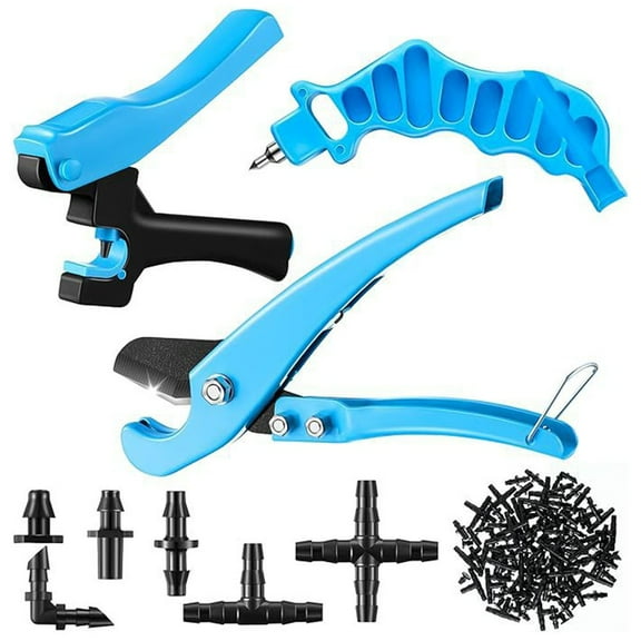 Effortless Drip Irrigation 2-In-1 Pipe Cutter & Hole Punch With 115 Parts Drip Irrigation Pipe Cutter Punch Tool For Home Garden