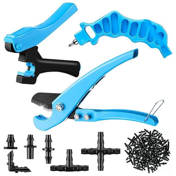 Effortless Drip Irrigation 2-in-1 Pipe Cutter & Hole Punch With 115 Parts Drip Irrigation Pipe Cutter Punch Tool For Home Garden