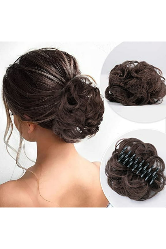 Effortless Instant Messy Bun Updo Hairpiece with Secure Grip Clips for Quick Styling and Natural