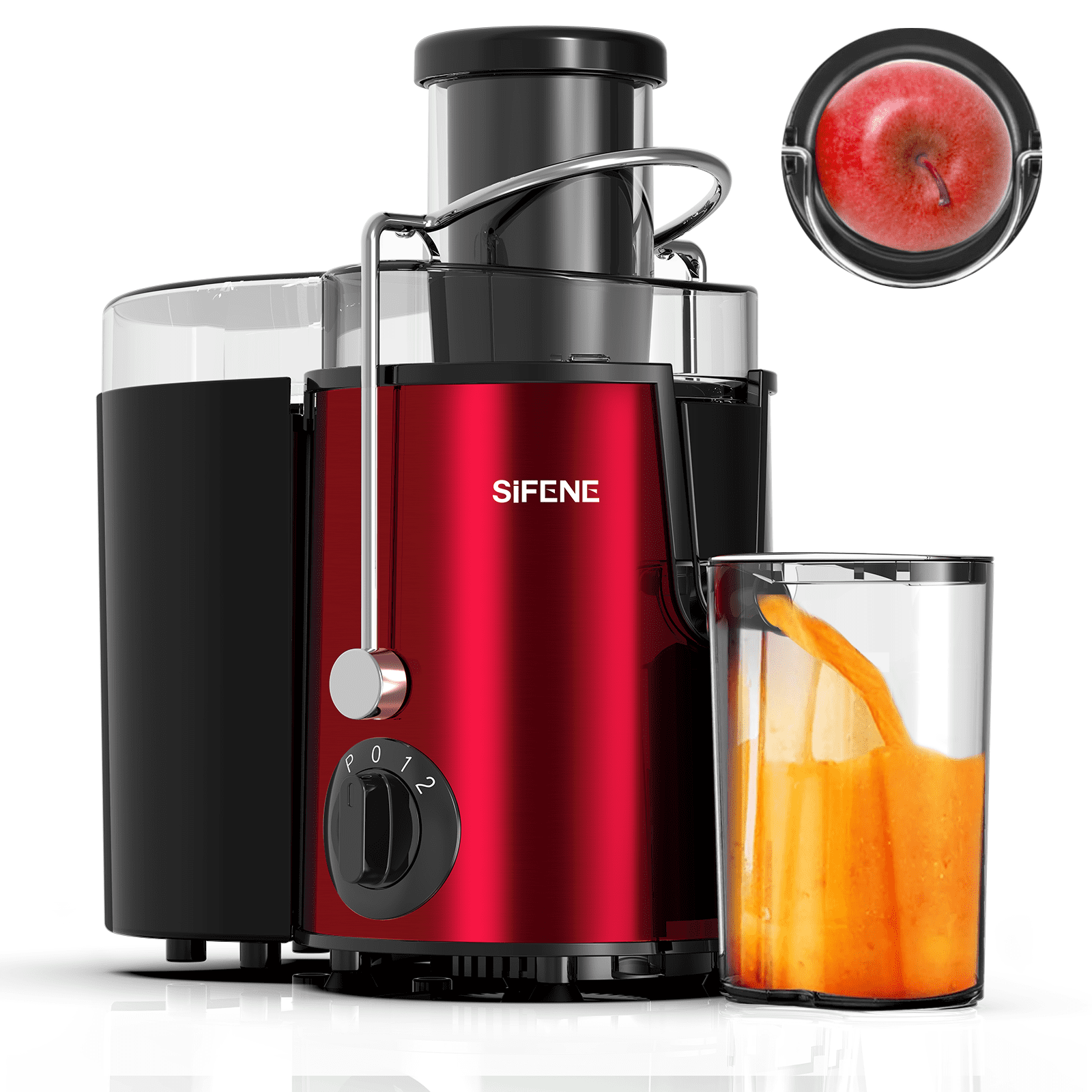 Effortless Juicing Machines, SiFENE 500W Wide Chute Centrifugal Juicer for  Fruits & Vegetables, Easy-Clean Juicing Maker, BPA-Free (Sleek Stainless  Steel - Red) 