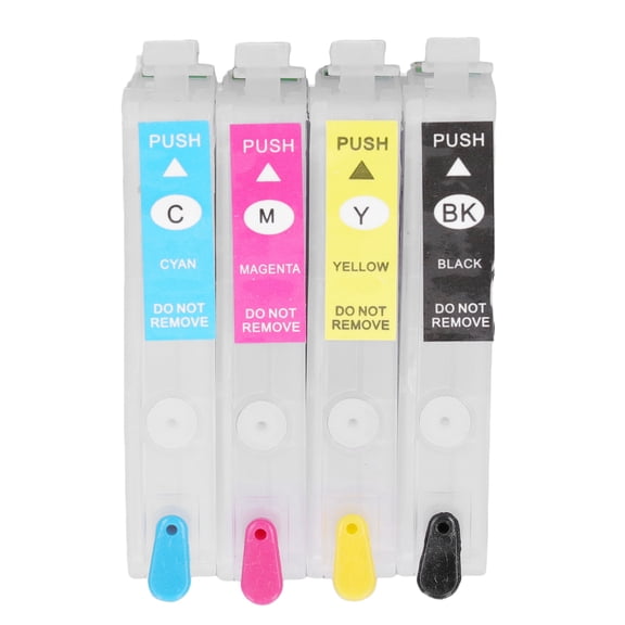 Effortless Printing, Refillable Ink Cartridge with Permanent Chip Offers Fine Printing, Smart Filling, and Extensive Use for Your Everyday Needs (4 Colors)