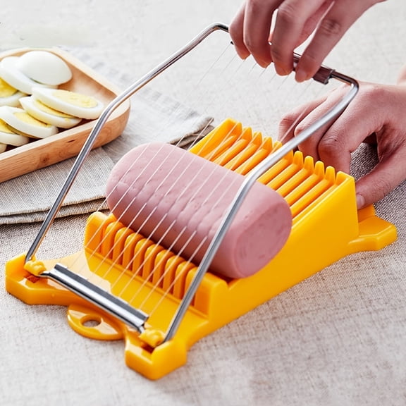 Effortless Slicing & Cutting: 10 Stainless Steel Wires Multifunctional Slicer for Cheese, Eggs, Vegetables, Fruits & Soft Foods - Yellow