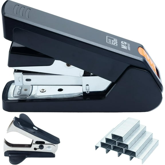 Effortless Stapler 50 Sheet Capacity One-Touch Stapling, Heavy Duty Desktop Includes 1000 Staples and Remover, Portable Handhe Staplers for Home Office ()