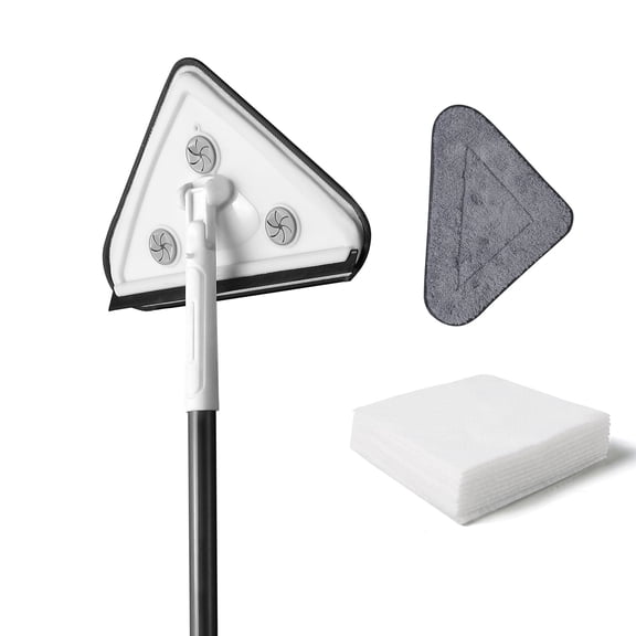 , Effortless Wall Cleaning Mop with Disposable Pads,Versatile Triangle Design,Long Handle for High Reach,Perfect for Walls, Baseboards, and Ceilings, White ,Plastic ,