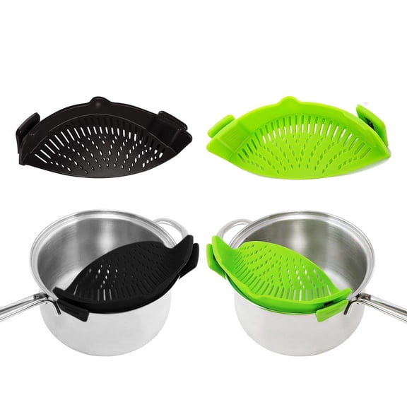 Effortlessly Strain Your Food with Our Snap-On Heat-Resistant Silicone Kitchen Strainer (2-Pack)