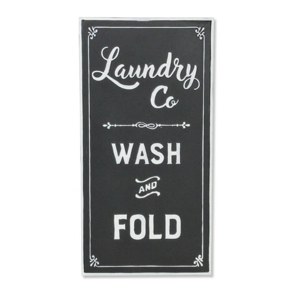 Efia Vertical Laundry Themed Sign - Black