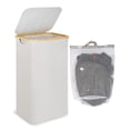 thumbnail image 1 of Efluky Laundry Basket with Lid and Removable Bag, 100L Tall Laundry Hamper with Bamboo Handles, Aesthetic Dirty Clothes Bin for Laundry Room, Bathroom, Bedroom and Dorm, Light Grey, 1 of 8
