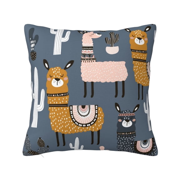 Eflxamz Cushion Cover Case Cute Llamas ans Cactuses Throw Pillow Case Decorative Throw Pillow Cover for Home Sofa Office 18x18 inch