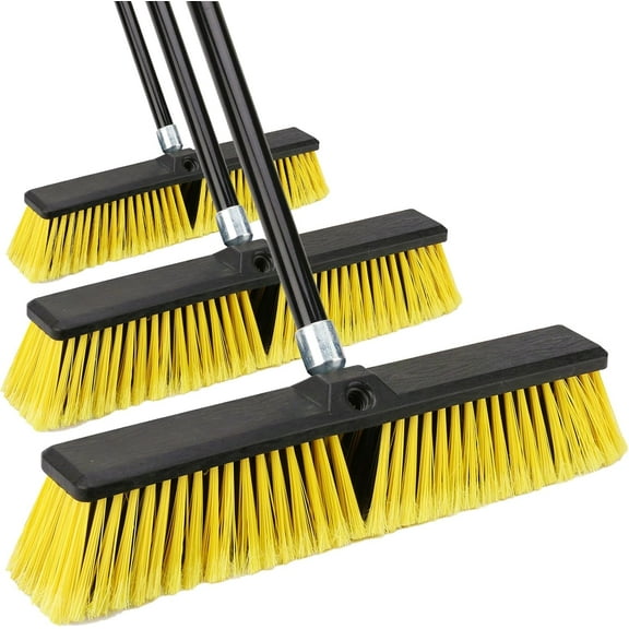 Efoee 18 Inches Push Broom Outdoor- Heavy Duty Broom with 63" Long Handle for Deck Driveway Garage Yard Patio Concrete Floor Cleaning