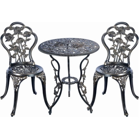 Efoee 3-Piece Bistro Set,Outdoor Patio Table Set, Anti-Rust Cast Aluminum