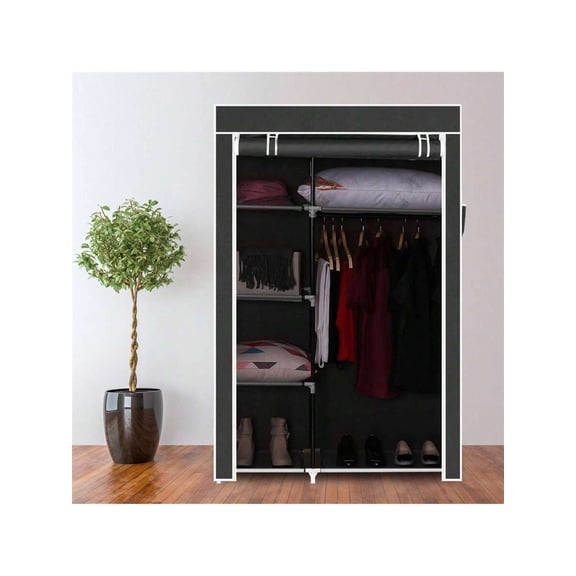 Efoee 71" Portable Wardrobe, Freestanding Wardrobe With Non-Woven Fabric, Closet Storage Organizer With 8 Shelves And 3 Clothes Rails, Easy To Assemble (49.2" X 17" X 70.9"), Gray
