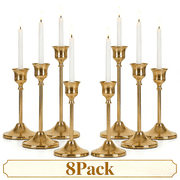 Efoee Candlestick Holders Set of 8,Gold Taper Candle Holders,Vintage Decor for Home,Valentine's Day and Wedding Table Centerpiece