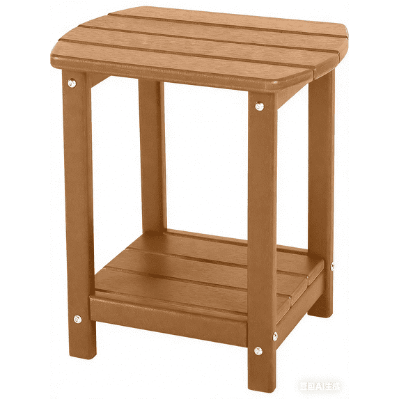 Efoee Adirondack Square Outdoor Side Table,2-Tier Storage Patio Side Table, HDPE End Tables for Backyard Pool Porch Garden Lawn