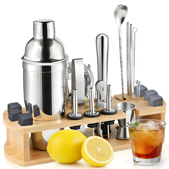 Efoee Cocktail Shaker Set - 22 Piece Stainless Steel Bartender Kit, Drink Martini Shaker, Home Bar Accessories, Cocktail Kit, Stainless Steel Bar Set