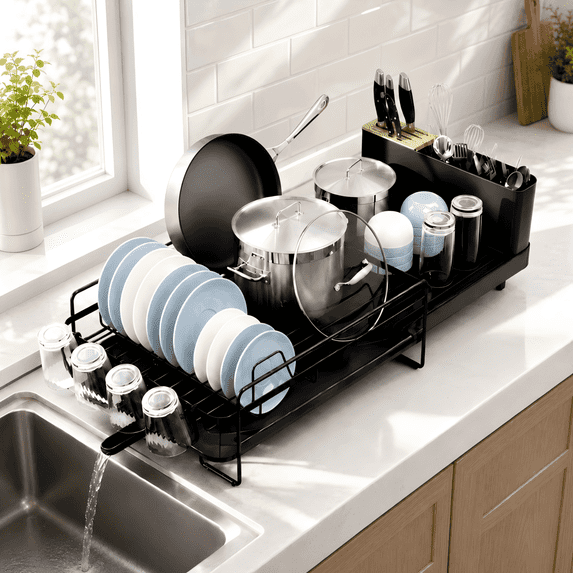 Efoee Dish Drying Rack Carbon Steel Foldable Dish Racks